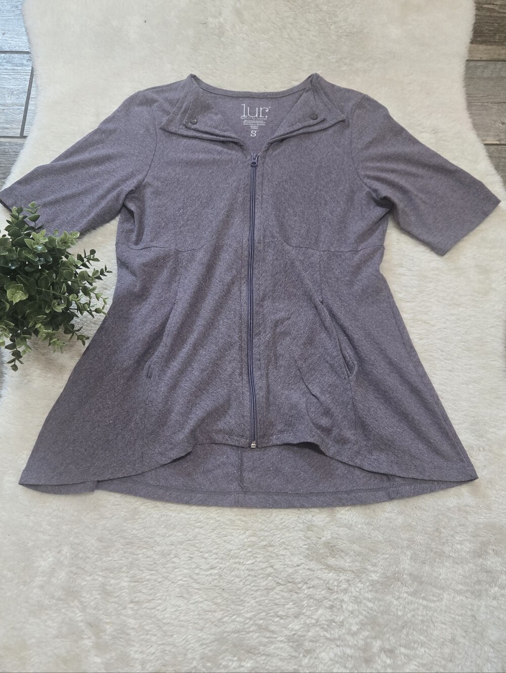 LUR Purple Eco-Friendly Full-Zip Lagenlook Granola Gorpcore Athleisure Top, S